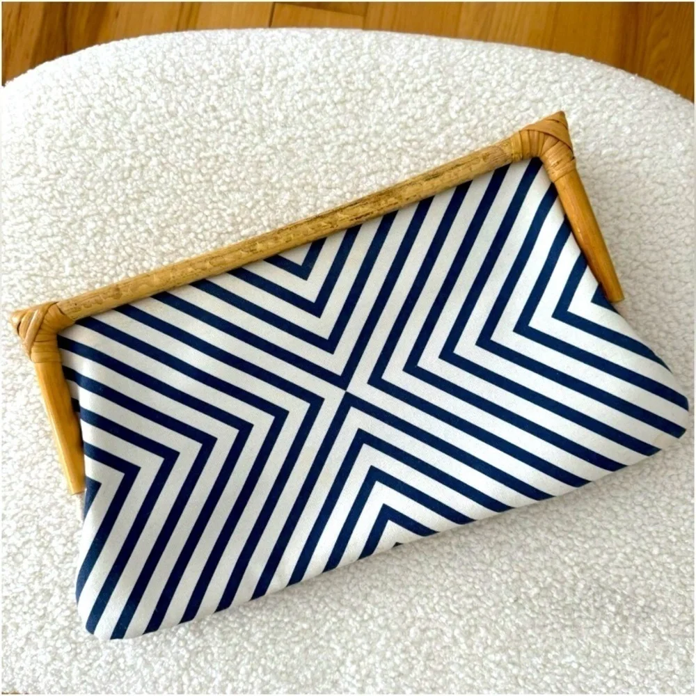 Donna Dixon clutch purse with Bamboo blue and white